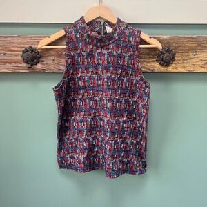 Anthropologie Akemi + Kin Multi-Color Geometric Knit Mock Neck Sleeveless Top XS